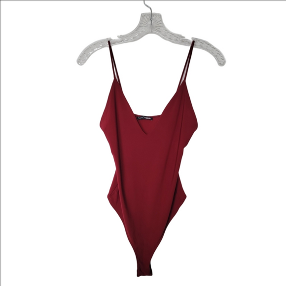 Fashion Nova Tops - Fashion Nova Burgundy Holiday Party Bodysuit